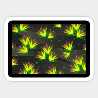 Luminous Yellow Flowers Floating in Space Sticker